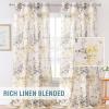 imageHVERSAILTEX Sheer Linen Curtains 84 Inch Long Semi Sheer Curtains Draperies for Living RoomBedroom Vintage Classical Floral Printing Window Treatment Grommet 2 Panels Yellow and TaupeGrommet Top  YellowTaupe