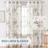imageHVERSAILTEX Sheer Linen Curtains 84 Inch Long Semi Sheer Curtains Draperies for Living RoomBedroom Vintage Classical Floral Printing Window Treatment Grommet 2 Panels Yellow and TaupeGrommet Top  BluestoneTaupe