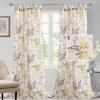 imageHVERSAILTEX Sheer Linen Curtains 84 Inch Long Semi Sheer Curtains Draperies for Living RoomBedroom Vintage Classical Floral Printing Window Treatment Grommet 2 Panels Yellow and TaupeTab Top  YellowTaupe