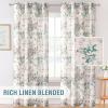 imageHVERSAILTEX Sheer Linen Curtains 84 Inch Long Semi Sheer Curtains Draperies for Living RoomBedroom Vintage Classical Floral Printing Window Treatment Grommet 2 Panels Yellow and TaupeGrommet Top  TurquoiseTaupe