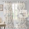 imageHVERSAILTEX Sheer Linen Curtains 84 Inch Long Semi Sheer Curtains Draperies for Living RoomBedroom Vintage Classical Floral Printing Window Treatment Grommet 2 Panels Yellow and TaupeTab Top  BluestoneTaupe