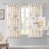 imageHVERSAILTEX Sheer Linen Curtains 84 Inch Long Semi Sheer Curtains Draperies for Living RoomBedroom Vintage Classical Floral Printing Window Treatment Grommet 2 Panels Yellow and TaupeTab Top  YellowTaupe
