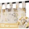imageHVERSAILTEX Sheer Linen Curtains 84 Inch Long Semi Sheer Curtains Draperies for Living RoomBedroom Vintage Classical Floral Printing Window Treatment Grommet 2 Panels Yellow and TaupeTab Top  YellowTaupe