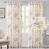 imageHVERSAILTEX Sheer Linen Curtains 84 Inch Long Semi Sheer Curtains Draperies for Living RoomBedroom Vintage Classical Floral Printing Window Treatment Grommet 2 Panels Yellow and TaupeTab Top  YellowTaupe