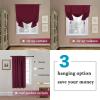 imageHVERSAILTEX Thermal Insulated Blackout Adjustable Tie Up Shade Curtain Window Treatment Rod Pocket 2 Panels 42 inches W x 63 inches L Stone BlueBurgundy