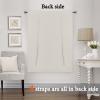 imageHVERSAILTEX Thermal Insulated Blackout Adjustable Tie Up Shade Curtain Window Treatment Rod Pocket 2 Panels 42 inches W x 63 inches L Stone BlueIvoryCream