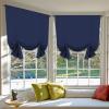 imageHVERSAILTEX Thermal Insulated Blackout Adjustable Tie Up Shade Curtain Window Treatment Rod Pocket 2 Panels 42 inches W x 63 inches L Stone BlueNavy