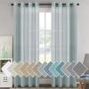 imageHVERSAILTEX White Sheer Linen Curtains for Living Room 84 inches Long Bedroom Curtains 2 Panel Sets Grommet Semi Sheer Elegant Soft Light Filter Window Treatments Curtain WhiteTeal