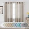 imageHVERSAILTEX White Sheer Linen Curtains for Living Room 84 inches Long Bedroom Curtains 2 Panel Sets Grommet Semi Sheer Elegant Soft Light Filter Window Treatments Curtain WhiteTaupe