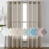 imageHVERSAILTEX White Sheer Linen Curtains for Living Room 84 inches Long Bedroom Curtains 2 Panel Sets Grommet Semi Sheer Elegant Soft Light Filter Window Treatments Curtain WhiteTaupe