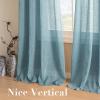 imageHVERSAILTEX White Sheer Linen Curtains for Living Room 84 inches Long Bedroom Curtains 2 Panel Sets Grommet Semi Sheer Elegant Soft Light Filter Window Treatments Curtain WhiteTurquoise