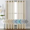 imageHVERSAILTEX White Sheer Linen Curtains for Living Room 84 inches Long Bedroom Curtains 2 Panel Sets Grommet Semi Sheer Elegant Soft Light Filter Window Treatments Curtain WhiteButter