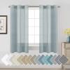 imageHVERSAILTEX White Sheer Linen Curtains for Living Room 84 inches Long Bedroom Curtains 2 Panel Sets Grommet Semi Sheer Elegant Soft Light Filter Window Treatments Curtain WhiteTeal