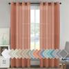 imageHVERSAILTEX White Sheer Linen Curtains for Living Room 84 inches Long Bedroom Curtains 2 Panel Sets Grommet Semi Sheer Elegant Soft Light Filter Window Treatments Curtain WhiteTerracotta