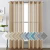 imageHVERSAILTEX White Sheer Linen Curtains for Living Room 84 inches Long Bedroom Curtains 2 Panel Sets Grommet Semi Sheer Elegant Soft Light Filter Window Treatments Curtain WhiteTaffy