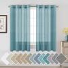 imageHVERSAILTEX White Sheer Linen Curtains for Living Room 84 inches Long Bedroom Curtains 2 Panel Sets Grommet Semi Sheer Elegant Soft Light Filter Window Treatments Curtain WhiteTurquoise