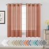 imageHVERSAILTEX White Sheer Linen Curtains for Living Room 84 inches Long Bedroom Curtains 2 Panel Sets Grommet Semi Sheer Elegant Soft Light Filter Window Treatments Curtain WhiteTerracotta