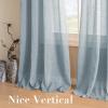 imageHVERSAILTEX White Sheer Linen Curtains for Living Room 84 inches Long Bedroom Curtains 2 Panel Sets Grommet Semi Sheer Elegant Soft Light Filter Window Treatments Curtain WhiteTeal