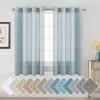 imageHVERSAILTEX White Sheer Linen Curtains for Living Room 84 inches Long Bedroom Curtains 2 Panel Sets Grommet Semi Sheer Elegant Soft Light Filter Window Treatments Curtain WhiteTeal