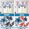 imageHVersailtex Reversible Tie Up Curtains Cattleya Floral Printed Rod Pocket Panel for Small Window  Reversible in BlueYellow  42quot Wide by 45quot LongReversible in BlueCoral