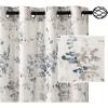 imageHVERSAILTEX Sheer Linen Curtains 84 Inch Long Semi Sheer Curtains Draperies for Living RoomBedroom Vintage Classical Floral Printing Window Treatment Grommet 2 Panels Yellow and TaupeGrommet Top  BluestoneTaupe
