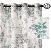 imageHVERSAILTEX Sheer Linen Curtains 84 Inch Long Semi Sheer Curtains Draperies for Living RoomBedroom Vintage Classical Floral Printing Window Treatment Grommet 2 Panels Yellow and TaupeGrommet Top  TurquoiseTaupe