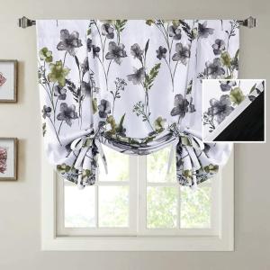 imageHVERSAILTEX 100 Blackout Curtain for Bathroom Windows  Adjustable Tie Up Shade Balloon Valance Blind for KitchenLiving Room Rod Pocket Panel 42 inches W x 63 inches LDove GrayCattleya in GreyOlive