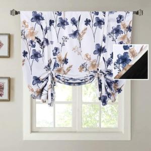 imageHVERSAILTEX 100 Blackout Curtain for Bathroom Windows  Adjustable Tie Up Shade Balloon Valance Blind for KitchenLiving Room Rod Pocket Panel 42 inches W x 63 inches LDove GrayCattleya in NavyTaupe