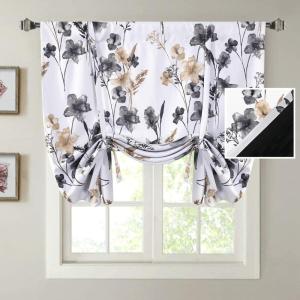 imageHVERSAILTEX 100 Blackout Curtain for Bathroom Windows  Adjustable Tie Up Shade Balloon Valance Blind for KitchenLiving Room Rod Pocket Panel 42 inches W x 63 inches LDove GrayCattleya in GreyTaupe