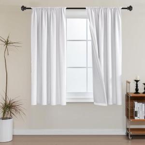 imageHVERSAILTEX 100 Blackout Curtains 84 Inches Long Full Light Blocking Curtain Draperies with Soft White Coating for Bedroom Living Room Thermal Insulated Window Treatment Set of 2 Panels WhiteWhite
