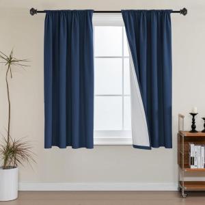 imageHVERSAILTEX 100 Blackout Curtains 84 Inches Long Full Light Blocking Curtain Draperies with Soft White Coating for Bedroom Living Room Thermal Insulated Window Treatment Set of 2 Panels WhiteNavy