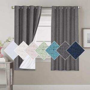 imageHVERSAILTEX 100 Blackout Curtains for Bedroom 84 Inches Long Grommet Linen Face Full Light Blocking Curtain Drapes for Living Room Thermal Linen Look Curtains 2 Panels Set 52quot W x 84quot L NavyGrey