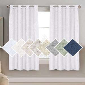 imageHVERSAILTEX 100 Blackout Curtains for Bedroom 84 Inches Long Grommet Linen Face Full Light Blocking Curtain Drapes for Living Room Thermal Linen Look Curtains 2 Panels Set 52quot W x 84quot L NavyPure White