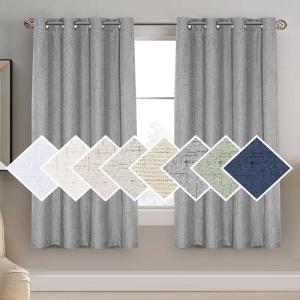 imageHVERSAILTEX 100 Blackout Curtains for Bedroom 84 Inches Long Grommet Linen Face Full Light Blocking Curtain Drapes for Living Room Thermal Linen Look Curtains 2 Panels Set 52quot W x 84quot L NavyDove