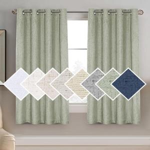 imageHVERSAILTEX 100 Blackout Curtains for Bedroom 84 Inches Long Grommet Linen Face Full Light Blocking Curtain Drapes for Living Room Thermal Linen Look Curtains 2 Panels Set 52quot W x 84quot L NavySage