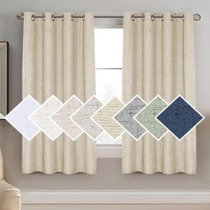 imageHVERSAILTEX 100 Blackout Curtains for Bedroom 84 Inches Long Grommet Linen Face Full Light Blocking Curtain Drapes for Living Room Thermal Linen Look Curtains 2 Panels Set 52quot W x 84quot L NavyBleached Sand