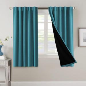 imageHVERSAILTEX 100 Blackout Curtains for Bedroom with Black Liner Full Room Darkening Curtains 96 Inch Long Thermal Insulated Back TabRod Pocket Window Drapes for Living Room 2 Panels Natural SandTurquoise Blue