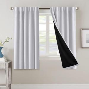 imageHVERSAILTEX 100 Blackout Curtains for Bedroom with Black Liner Full Room Darkening Curtains 96 Inch Long Thermal Insulated Back TabRod Pocket Window Drapes for Living Room 2 Panels Natural SandGreyish White