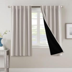 imageHVERSAILTEX 100 Blackout Curtains for Bedroom with Black Liner Full Room Darkening Curtains 96 Inch Long Thermal Insulated Back TabRod Pocket Window Drapes for Living Room 2 Panels Natural SandPumice Stone