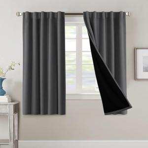 imageHVERSAILTEX 100 Blackout Curtains for Bedroom with Black Liner Full Room Darkening Curtains 96 Inch Long Thermal Insulated Back TabRod Pocket Window Drapes for Living Room 2 Panels Natural SandCharcoal Grey