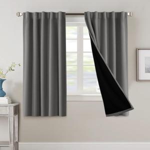 imageHVERSAILTEX 100 Blackout Curtains for Bedroom with Black Liner Full Room Darkening Curtains 96 Inch Long Thermal Insulated Back TabRod Pocket Window Drapes for Living Room 2 Panels Natural SandGrey