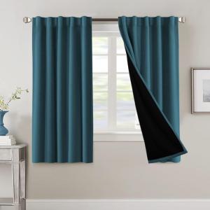 imageHVERSAILTEX 100 Blackout Curtains for Bedroom with Black Liner Full Room Darkening Curtains 96 Inch Long Thermal Insulated Back TabRod Pocket Window Drapes for Living Room 2 Panels Natural SandDark Teal