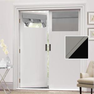 imageHVERSAILTEX 100 Blackout French Door Curtain Privacy French Door Blinds Light Blocking Curtain for Sliding Glass Door Thermal Insulated Tie Up Shade 26x68 Inches 1 Panel Natural SandDove Grey