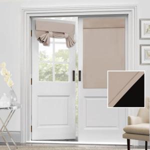 imageHVERSAILTEX 100 Blackout French Door Curtain Privacy French Door Blinds Light Blocking Curtain for Sliding Glass Door Thermal Insulated Tie Up Shade 26x68 Inches 1 Panel Natural SandNatural Sand