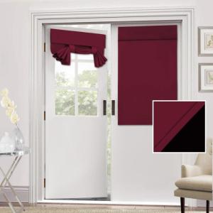 imageHVERSAILTEX 100 Blackout French Door Curtain Privacy French Door Blinds Light Blocking Curtain for Sliding Glass Door Thermal Insulated Tie Up Shade 26x68 Inches 1 Panel Natural SandBurgundy