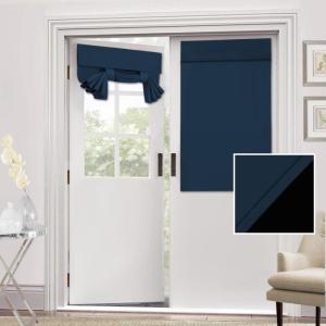 imageHVERSAILTEX 100 Blackout French Door Curtain Privacy French Door Blinds Light Blocking Curtain for Sliding Glass Door Thermal Insulated Tie Up Shade 26x68 Inches 1 Panel Natural SandNavy