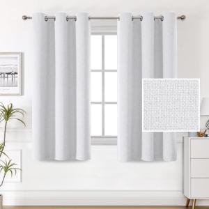 imageHVERSAILTEX 100 Blackout Linen Curtains Thermal Curtains for Living Room ampamp Bedroom Textured Burlap Curtains with Double Face Linen Grommet Top 52 x 84 Inch 2 Panels  Heather IvoryHeather White