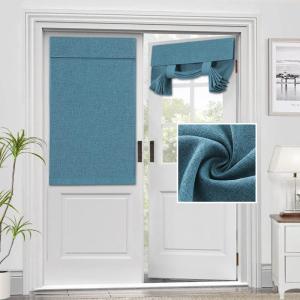 imageHVERSAILTEX French Door Curtains Linen Textured Privacy Door Blinds Kitchen Window Curtain Waterproof 26 X 40 Inch Room Darkening Curtains for Glass Door Tie Up Shade 1 Panel Heather Storm BlueHeather Storm Blue