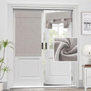 imageHVERSAILTEX French Door Curtains Linen Textured Privacy Door Blinds Kitchen Window Curtain Waterproof 26 X 40 Inch Room Darkening Curtains for Glass Door Tie Up Shade 1 Panel Heather Storm BlueHeather Taupe