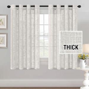 imageHVERSAILTEX Linen Blended Curtains  Natural Textured Light Filtering Nickel Grommet Curtains for Living Room ampamp Bedroom 2 Panel Sets 52quot x 84quotOff White